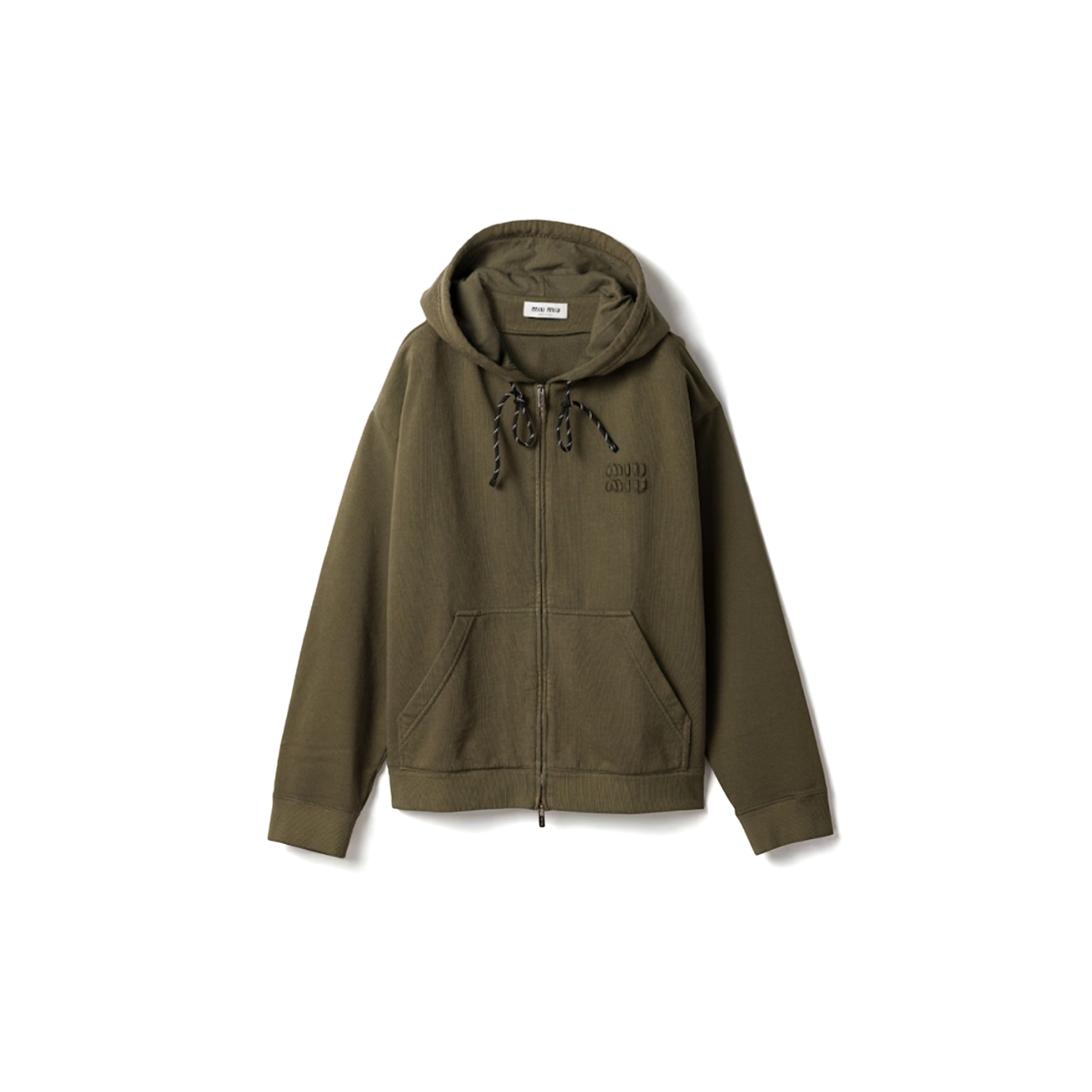 MIU MIU GARMENT-DYED HOODIE JACKET MJLA45